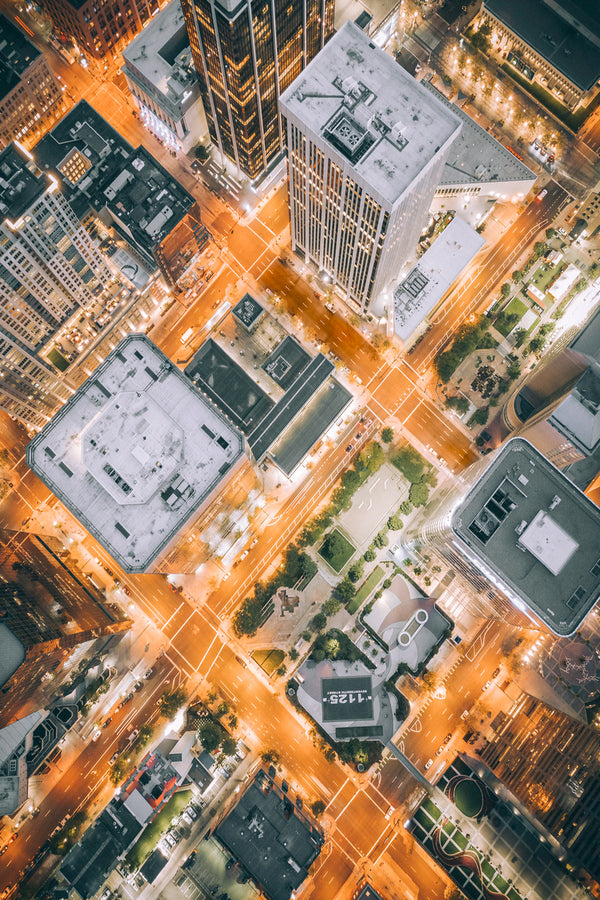 Aerial View of City Buildings Photograph Print 100% Australian Made