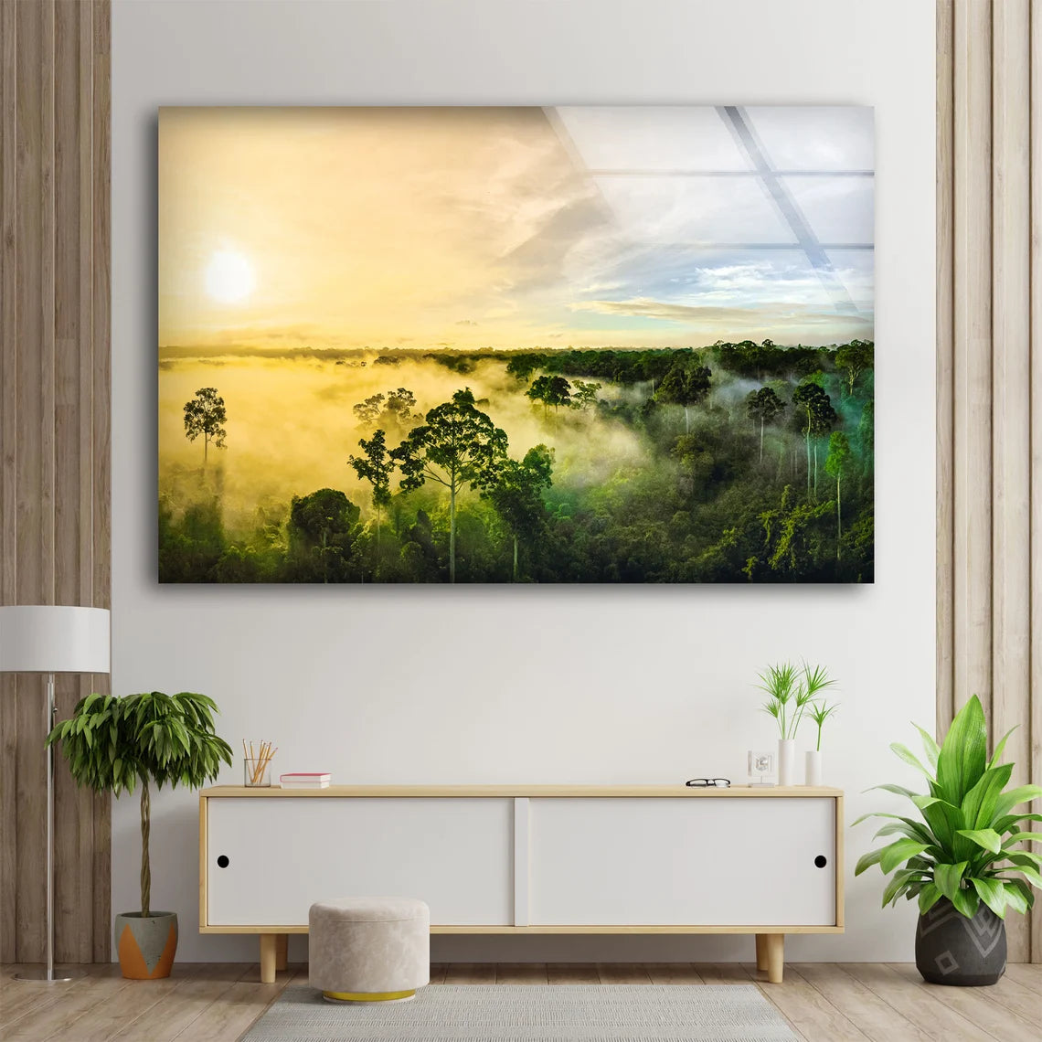 Misty Forest Sky VIew Photograph Acrylic Glass Print Tempered Glass Wall Art 100% Made in Australia Ready to Hang