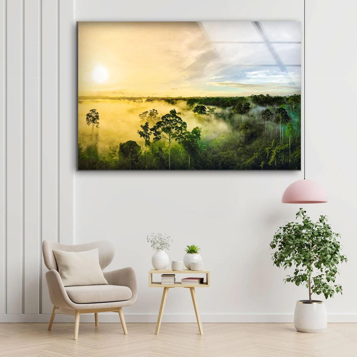 Misty Forest Sky VIew Photograph Acrylic Glass Print Tempered Glass Wall Art 100% Made in Australia Ready to Hang