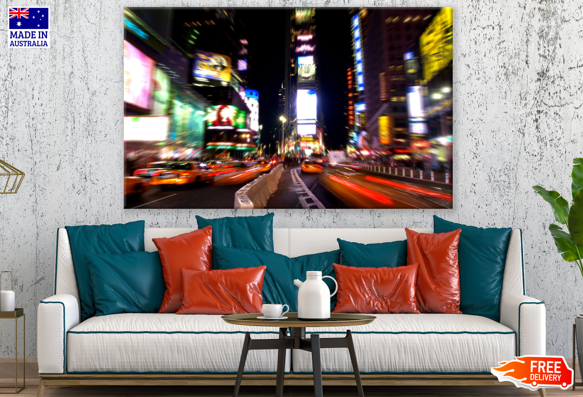 Night view of Times Square New York City Blurry Vision Photograph Print 100% Australian Made