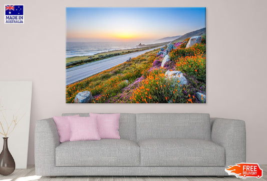 Wild Flowers Near Sea View Photograph Print 100% Australian Made