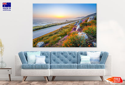 Wild Flowers Near Sea View Photograph Print 100% Australian Made