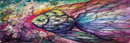 Panoramic Canvas Abstract Fish Painting High Quality 100% Australian made wall Canvas Print ready to hang