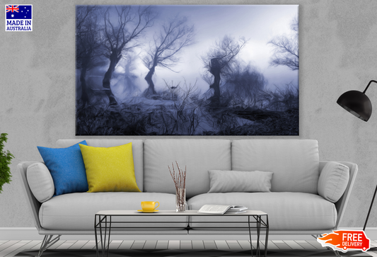 Tree Forest Blue Background Painting Print 100% Australian Made