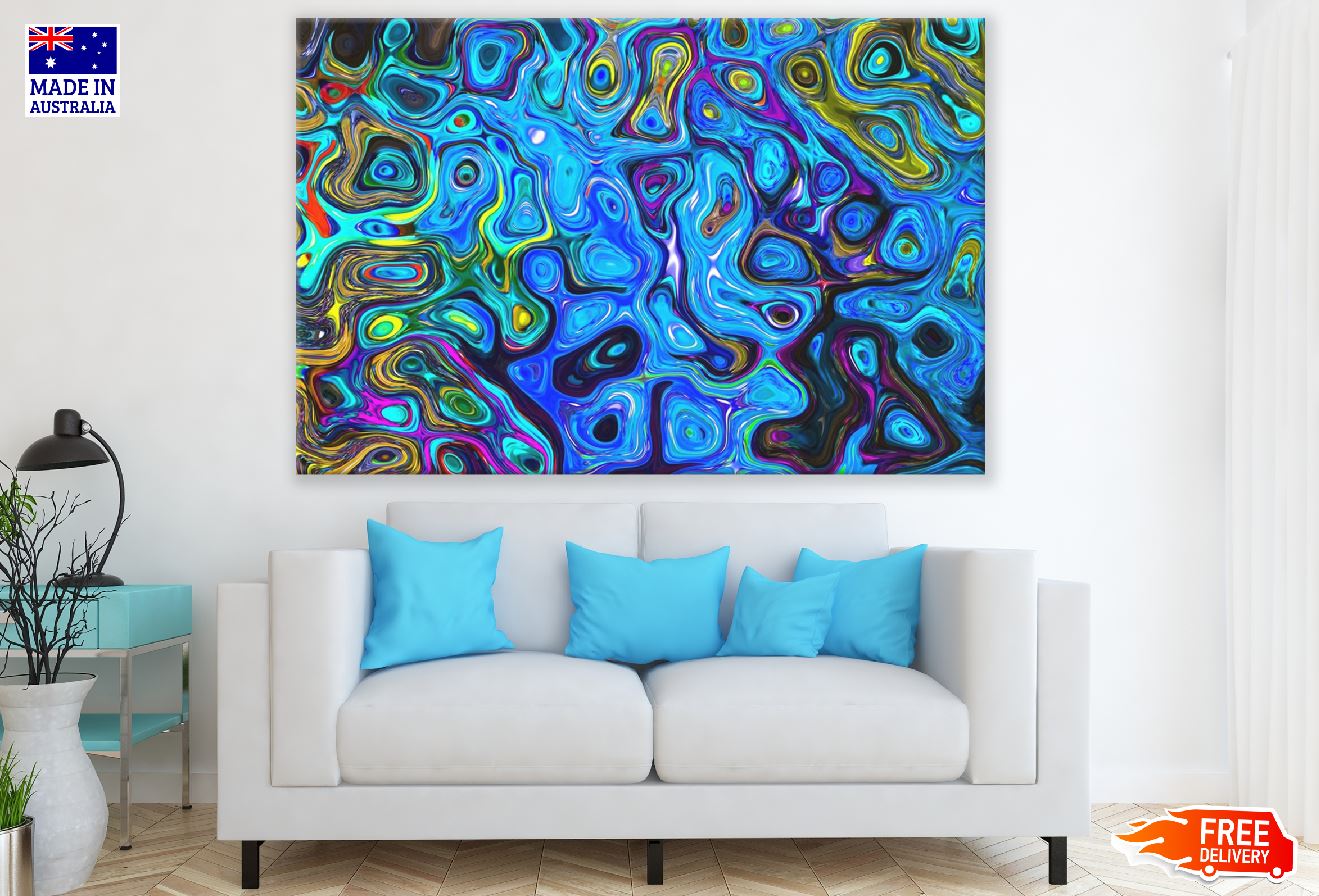 Blue & Yellow Pattern Abstract Design Print 100% Australian Made