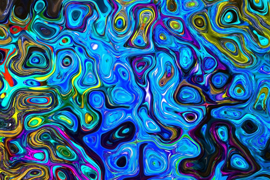 Blue & Yellow Pattern Abstract Design Print 100% Australian Made