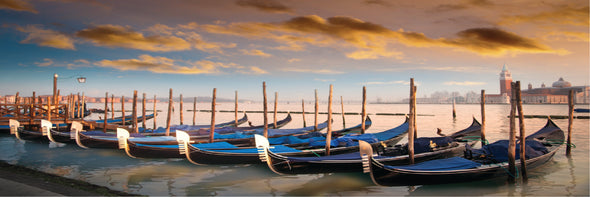Panoramic Canvas Boats in the Bay Beach Sunset High Quality 100% Australian made wall Canvas Print ready to hang