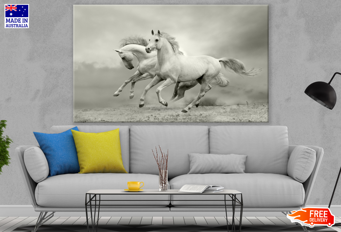 Horses Running on Sand Ground Photograph Print 100% Australian Made