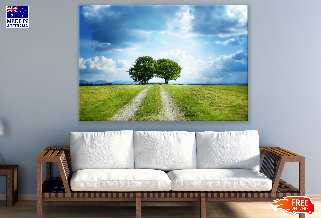 Tree on Mountain & Blue Sky Photograph Print 100% Australian Made