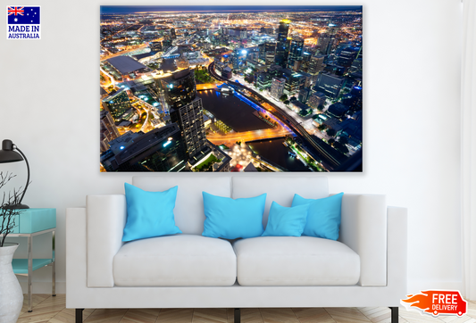 Stunning City Sky View Night Photograph Print 100% Australian Made