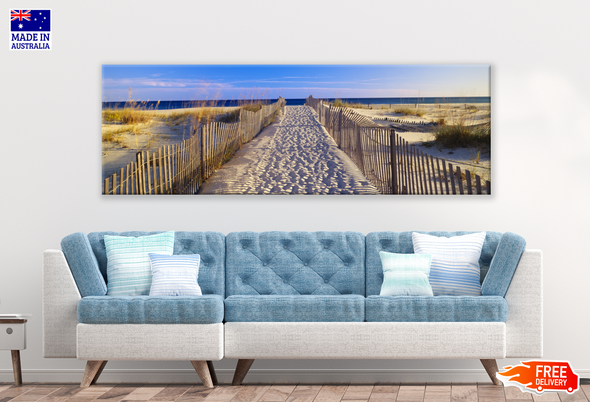 Panoramic Canvas Sand Road to Beach Fence High Quality 100% Australian made wall Canvas Print ready to hang