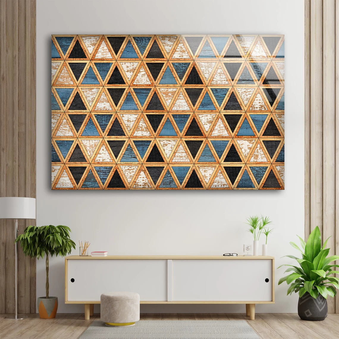 Triangle Shapes Pattern Design Acrylic Glass Print Tempered Glass Wall Art 100% Made in Australia Ready to Hang