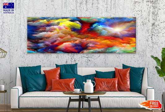 Panoramic Canvas Colourful Abstract Design High Quality 100% Australian made wall Canvas Print ready to hang