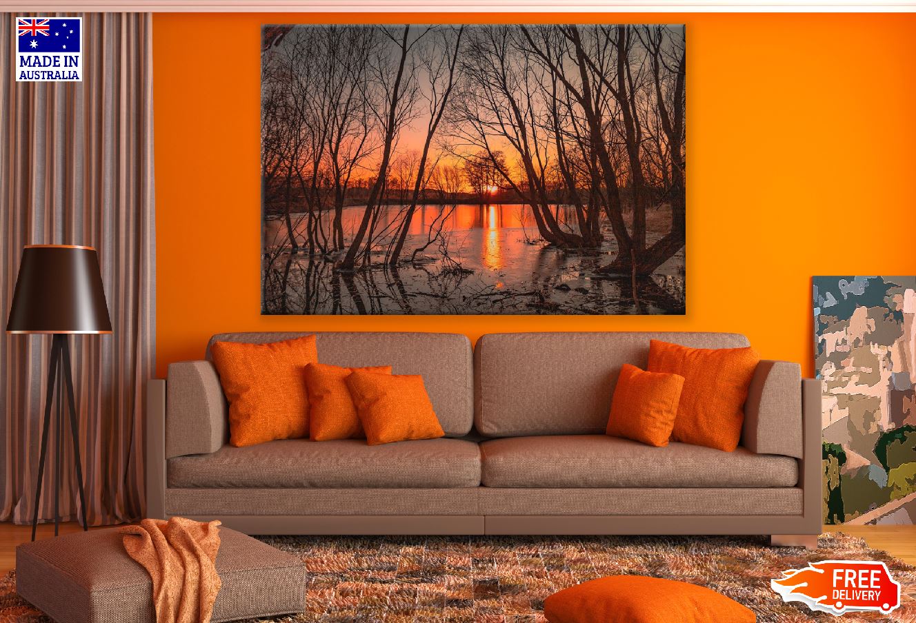 Dead Trees Sunset Scenery Photograph Print 100% Australian Made