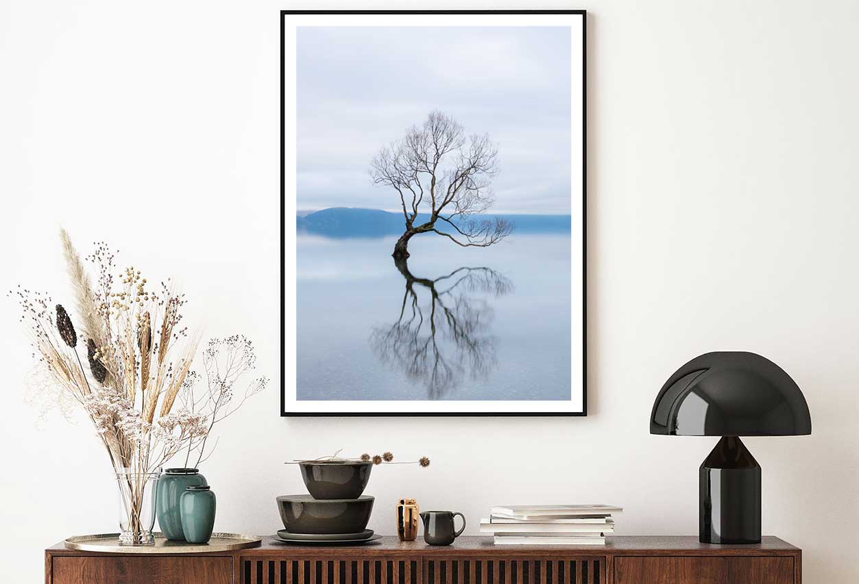 Wanaka Tree in Lake Photograph New Zealand Home Decor Premium Quality Poster Print Choose Your Sizes