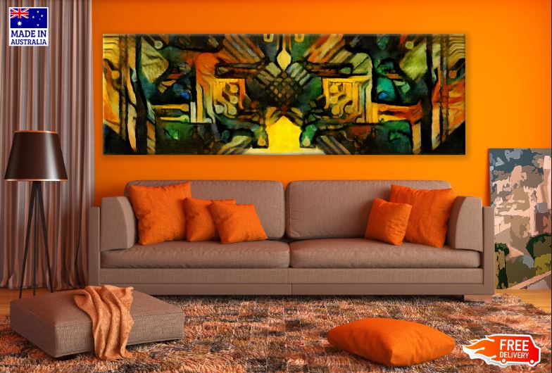 Panoramic Canvas Abstract Design High Quality 100% Australian made wall Canvas Print ready to hang