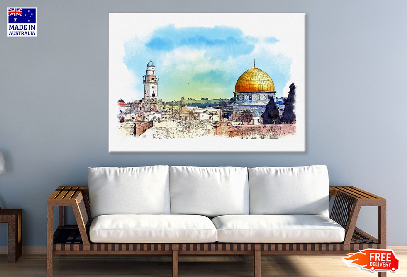 Al Aqsa Mosque Watercolor Painting Print 100% Australian Made