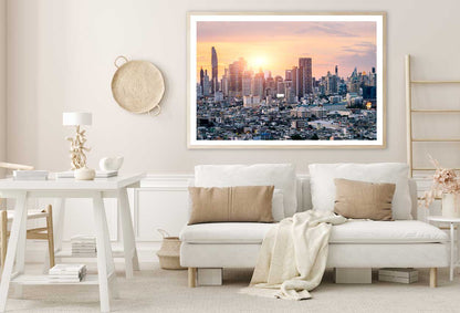 Cityscape Bangkok with Sunset View Photograph Home Decor Premium Quality Poster Print Choose Your Sizes