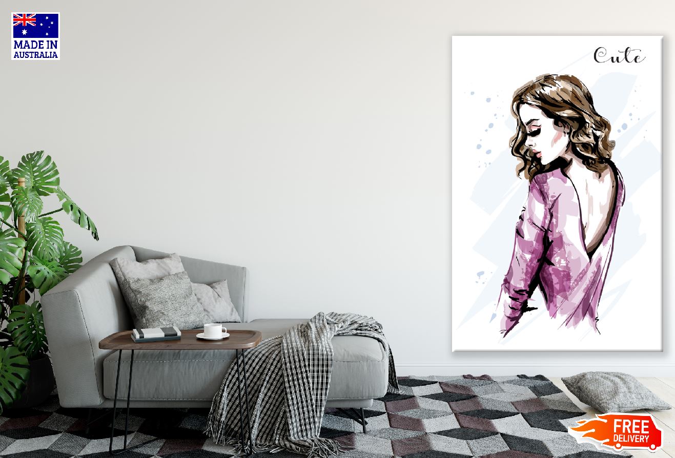 Fashion Curly Hair Girl Illustration Print 100% Australian Made