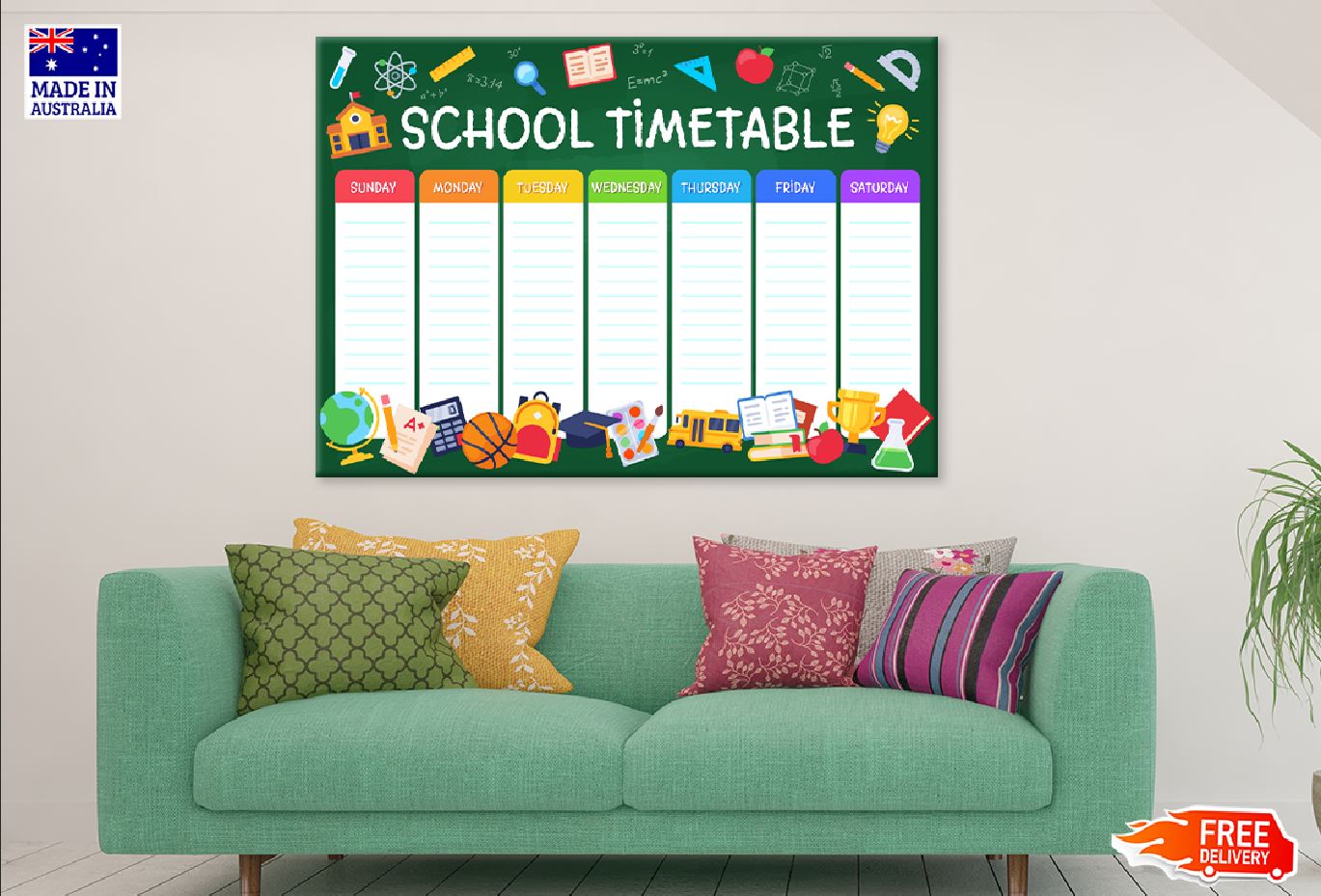 Weekly School Timetable Vector Art Print 100% Australian Made
