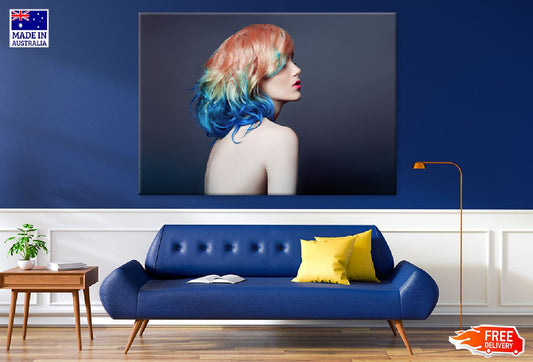 Fashion Girl With Short Blue Hair Print 100% Australian Made