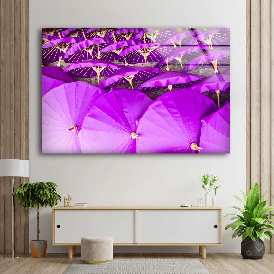 Purple Umbrellas Photograph Acrylic Glass Print Tempered Glass Wall Art 100% Made in Australia Ready to Hang