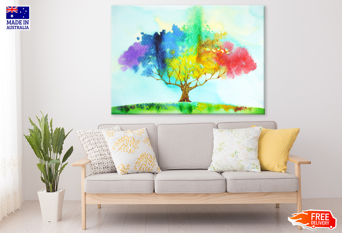 Colorful Tree Watercolor Art Print 100% Australian Made