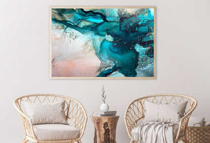 Green Blue & Gold Fluid Abstract Design Home Decor Premium Quality Poster Print Choose Your Sizes