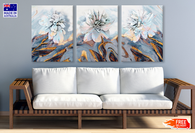 3 Set of Echeveria Flower Painting Art High Quality print 100% Australian made wall Canvas ready to hang