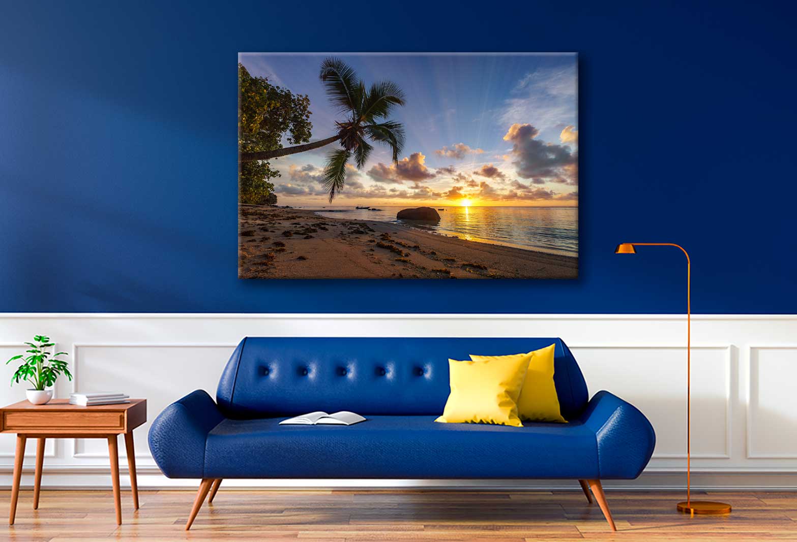 Bella Home Paradise Beach With Palms & Sunrise Print Canvas Ready to hang