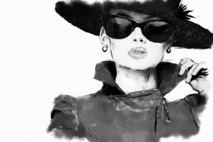 Fashion Woman Face B&W Watercolor Painting Print 100% Australian Made