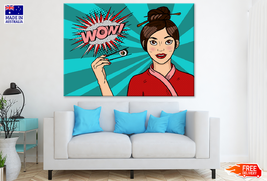 WOW Quote & Japanese Girl Illustration Print 100% Australian Made