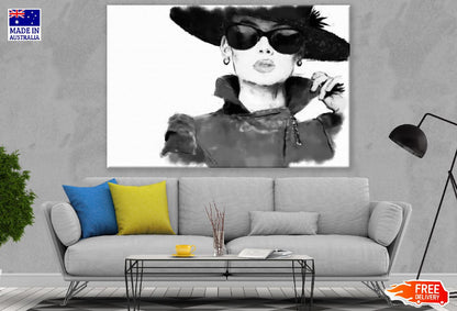 Fashion Woman Face B&W Watercolor Painting Print 100% Australian Made