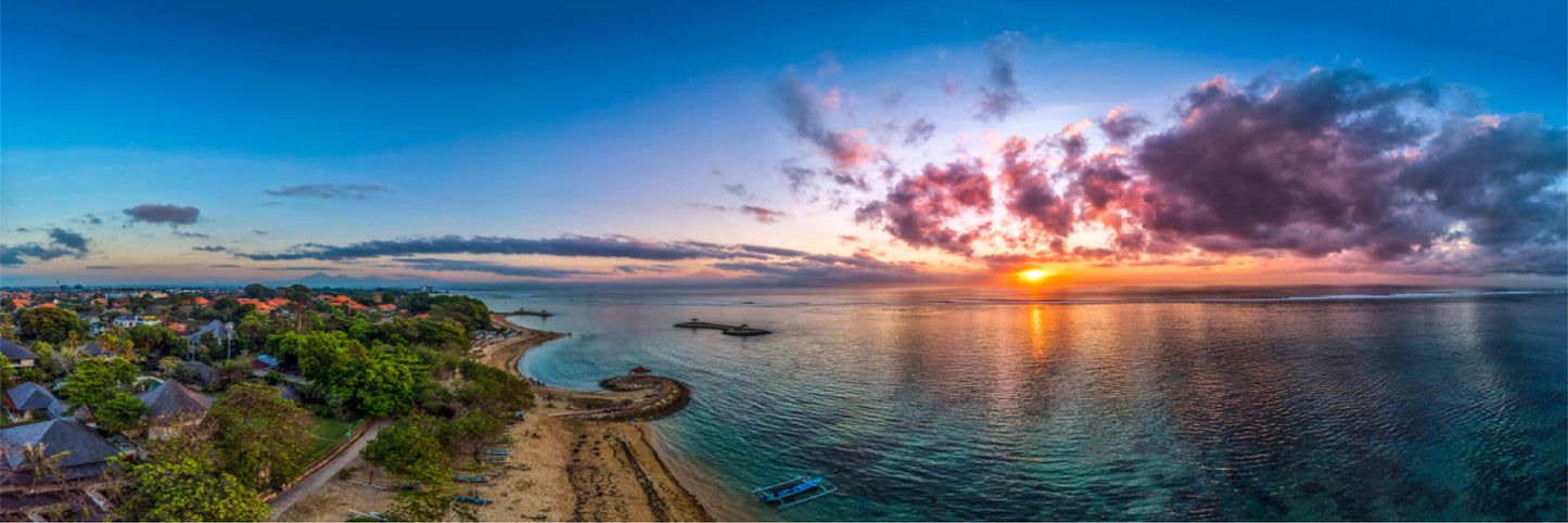 Panoramic Canvas Stunning Sea Scenery Aerial View Photograph High Quality 100% Australian made wall Canvas Print ready to hang