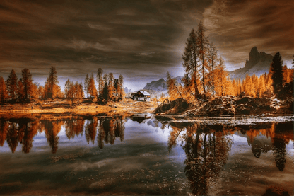 Cabin Surrounded by Autumn Trees Photograph Print 100% Australian Made