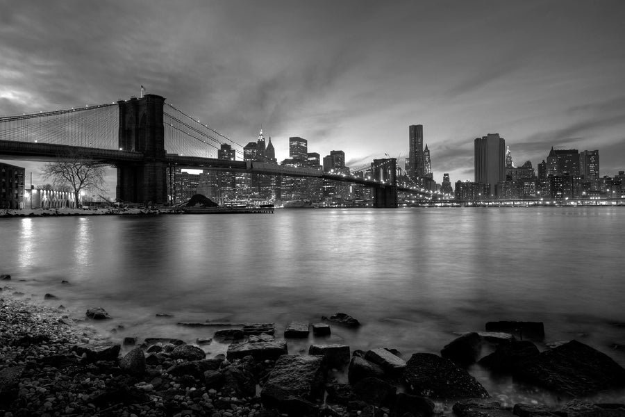 Brooklyn Bridge & New York City B&W View Photograph Print 100% Australian Made