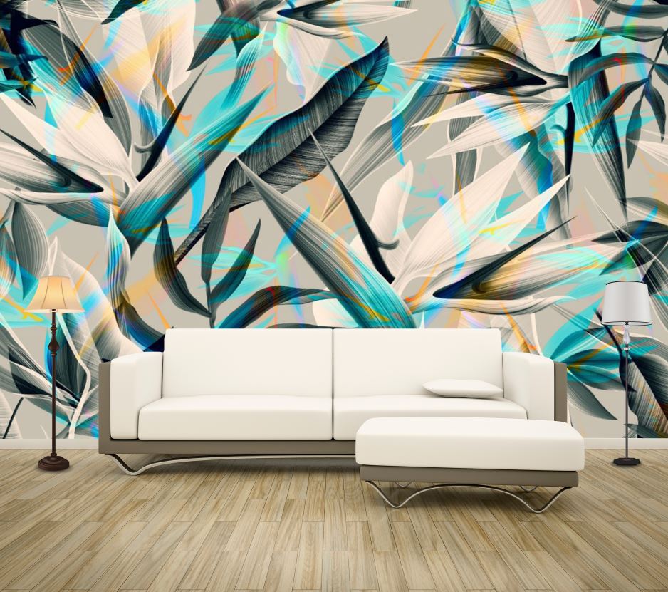 Wallpaper Murals Peel and Stick Removable Colorful Leaves Design High Quality