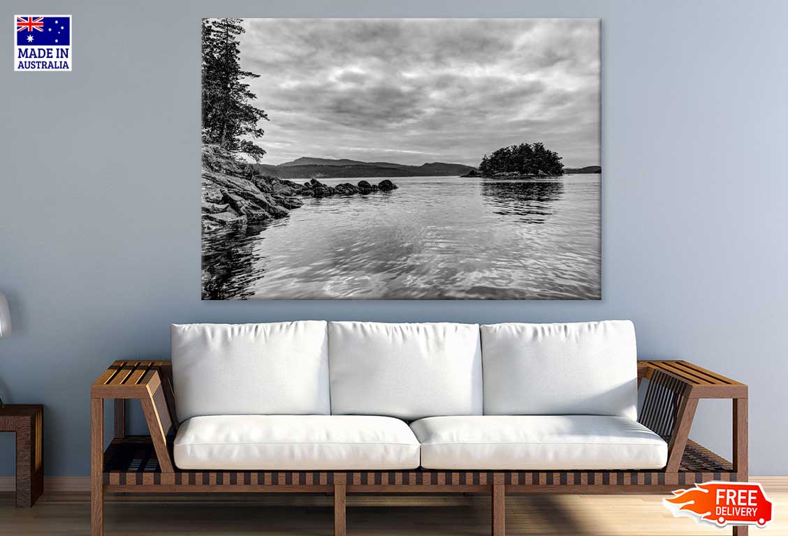 Lake & Mountains View B&W Photograph Print 100% Australian Made