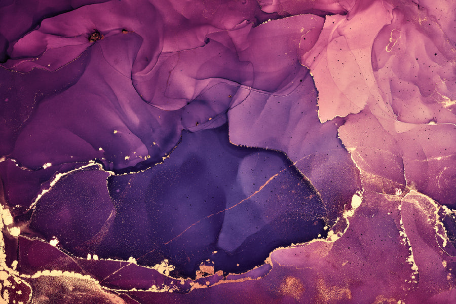 Purple Pink & Gold Fluid Abstract Design Print 100% Australian Made