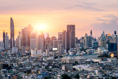 Cityscape Bangkok with Sunset View Photograph Home Decor Premium Quality Poster Print Choose Your Sizes