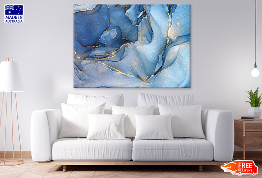 Blue Gold & White Abstract Design Print 100% Australian Made