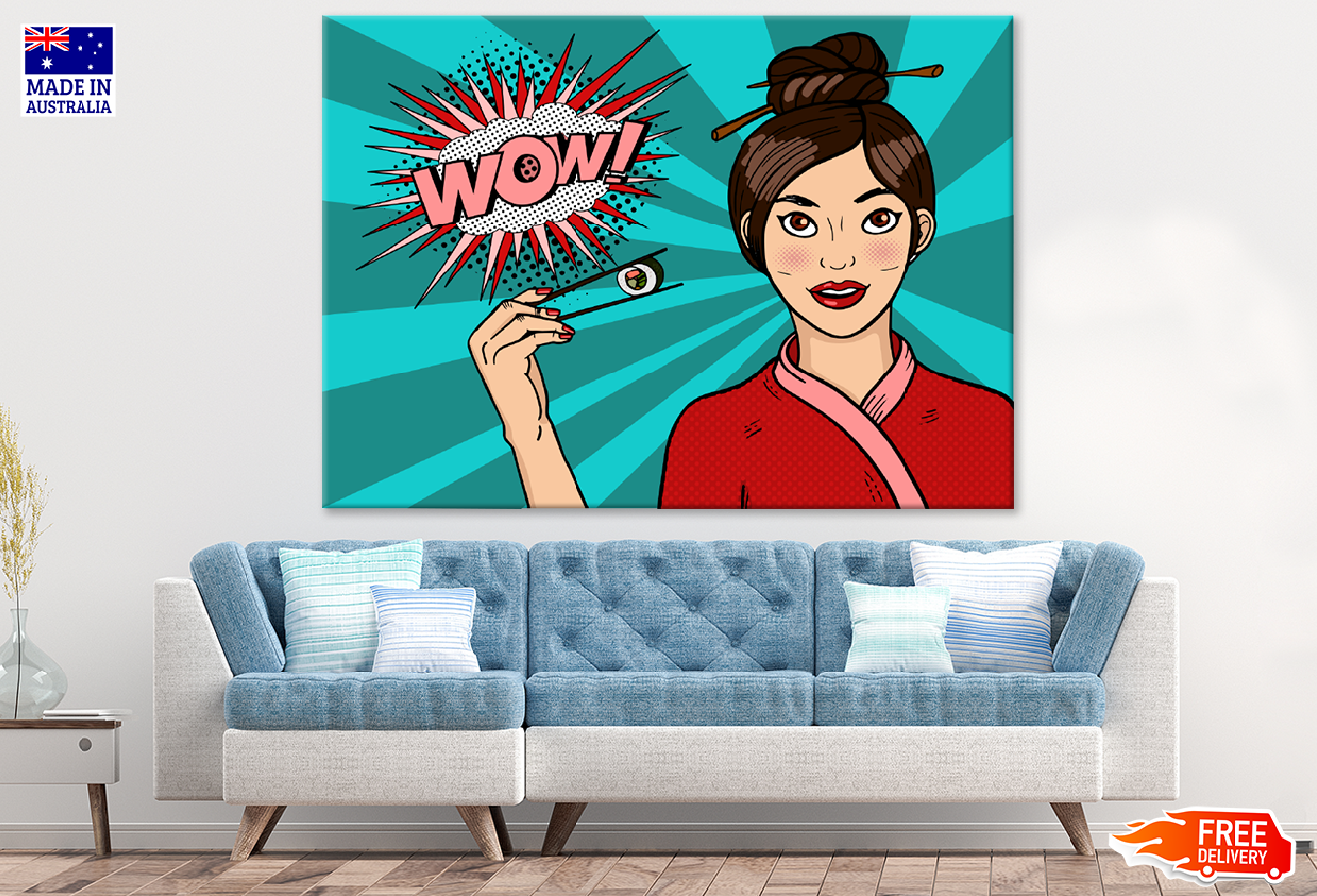 WOW Quote & Japanese Girl Illustration Print 100% Australian Made