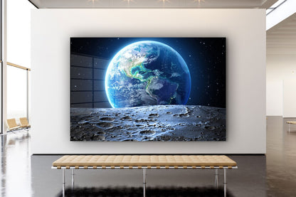 Earth from Moon Digital Print Tempered Glass Wall Art 100% Made in Australia Ready to Hang