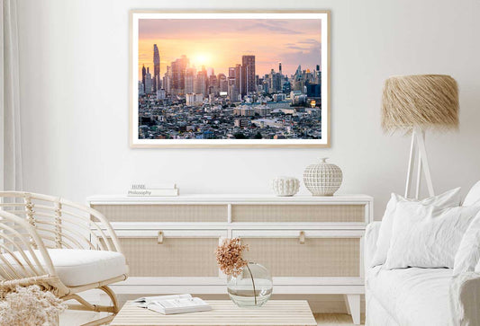 Cityscape Bangkok with Sunset View Photograph Home Decor Premium Quality Poster Print Choose Your Sizes