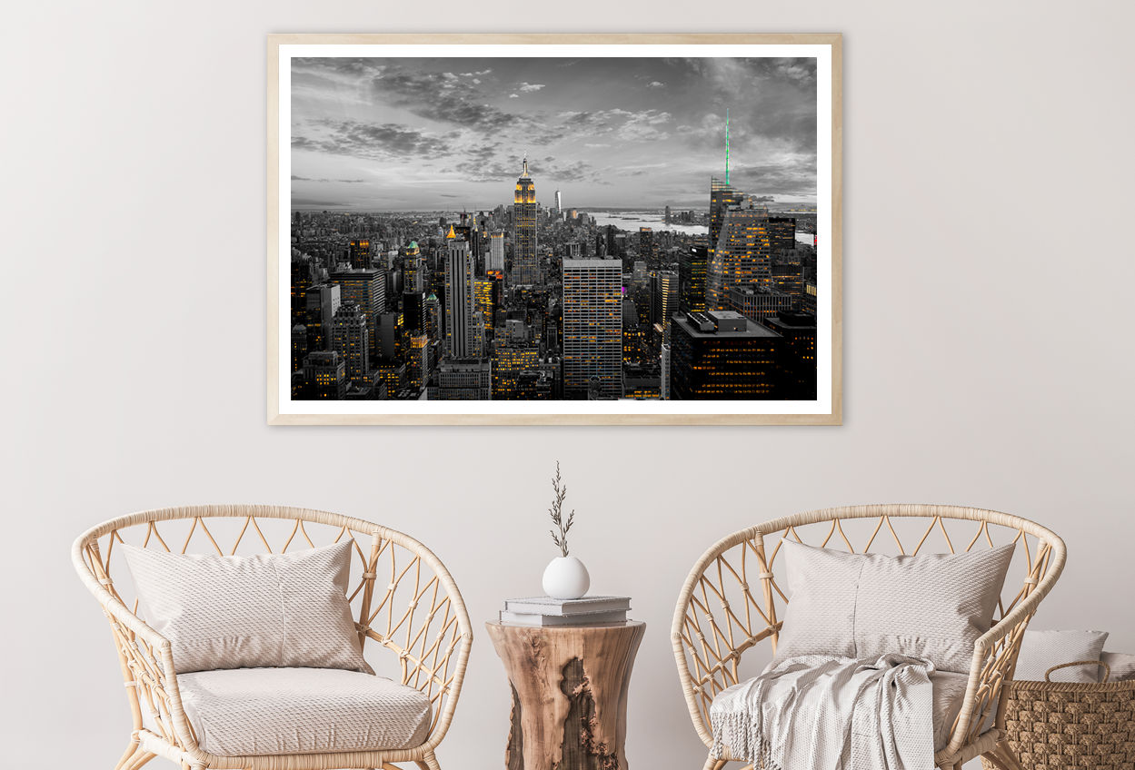 New York City Night in London B&W Photograph Home Decor Premium Quality Poster Print Choose Your Sizes