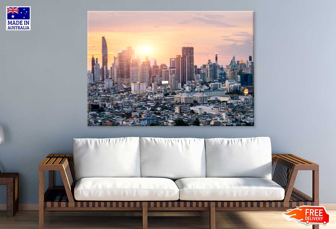 Cityscape Bangkok with Sunset View Photograph Print 100% Australian Made