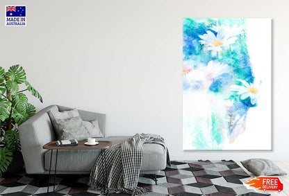 White Daisy Abstract Painting Art Print 100% Australian Made