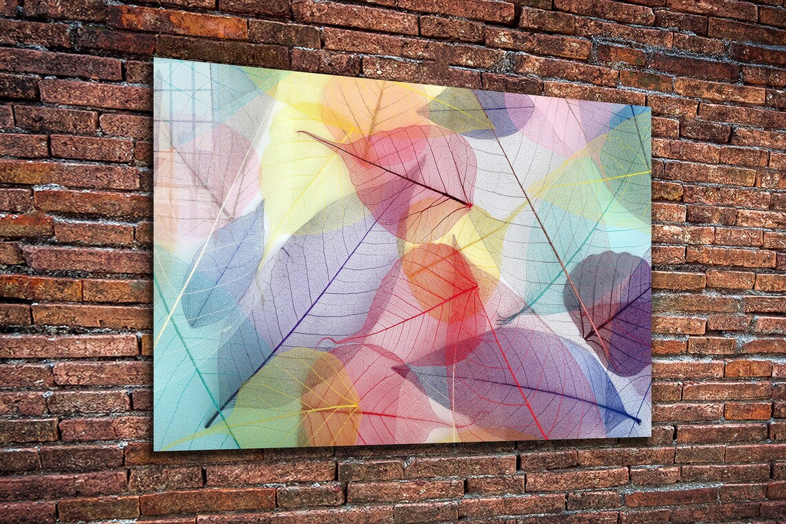 Abstract X-Ray Leaves Print Tempered Glass Wall Art 100% Made in Australia Ready to Hang