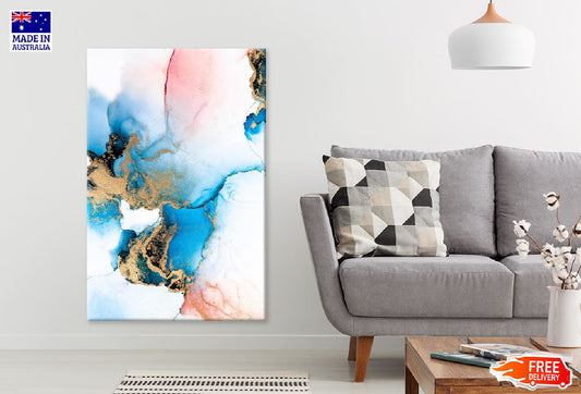 Blue Pink & Gold Fluid Abstract Design Print 100% Australian Made