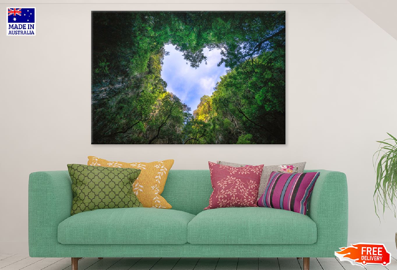 Heart Shape Trees Forest View Photograph Print 100% Australian Made